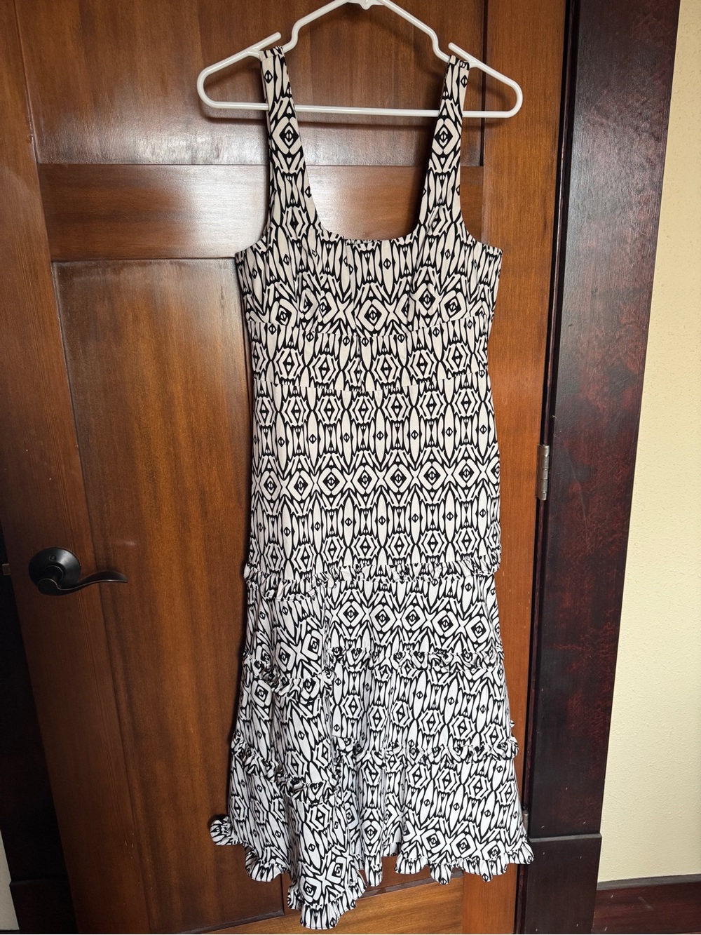 Anthropologie Black and White Geometric Midi Dress